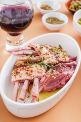 raw ribs with vegetables for Christmas dinner