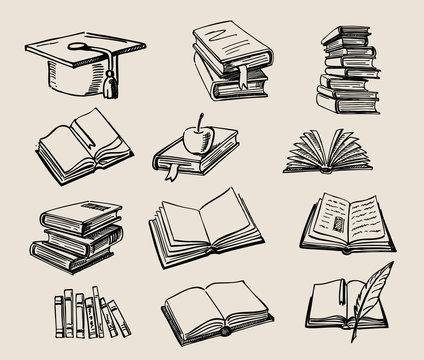 Books stack sketch