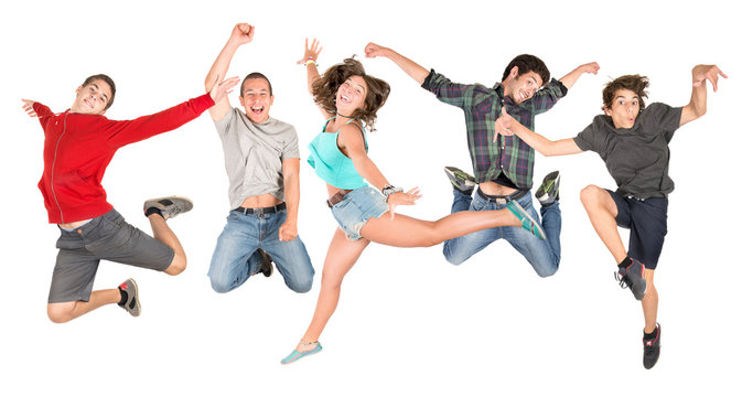 Teens jumping