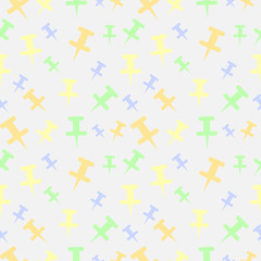 Seamless vector pattern, light pastel colorful chaotic background with pins