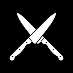 The crossed knives icon. Knife and chef, kitchen symbol. Flat