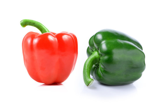 Red and Green pepper isolated on white background