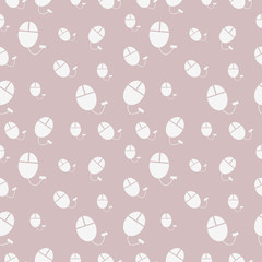 Vector seamless pattern, chaotic pastel shadeless background with PC mouse