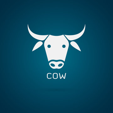 Vector image of an cow head design on blue background