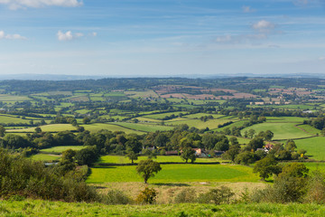 Fototapeta na wymiar Blackdown Hills east Devon countryside view from East Hill near Ottery St Mary 
