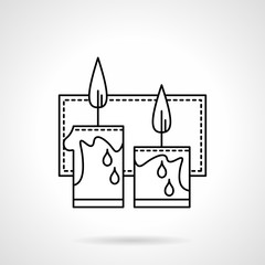 Festive candles black line vector icon