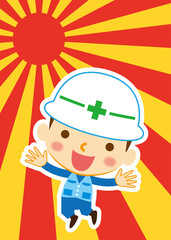 新年を喜ぶ　作業員