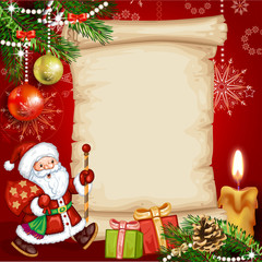 Christmas card with Santa Claus