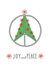 Christmas Peace. The peace sign decorated as a Christmas tree