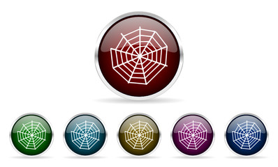 spider vector glossy web icon set