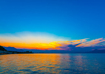 beautiful sea sunset at evoikos gulf in central Greece