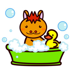 お風呂に入る動物シリーズ