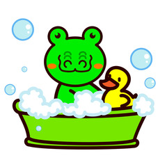 お風呂に入る動物シリーズ