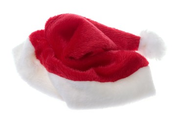 Obraz na płótnie Canvas saint nicks furry red holiday hat on white