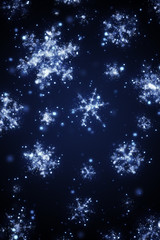 illustration of silver snow on blue background 