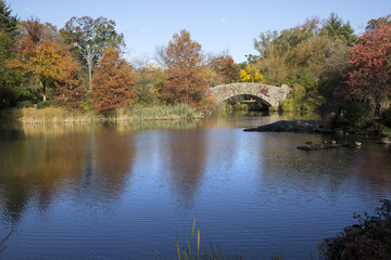 Fototapeta na wymiar Gapstow Bridge in Central Park New York in autumn