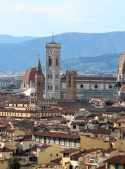 Fototapeta na wymiar FLORENCE in Italy with and the bell tower of GIOTTO