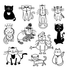 Cute cats vector sketch illustration