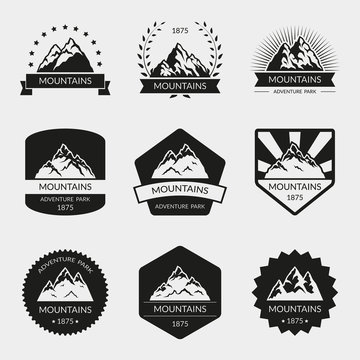High mountain vector logo set