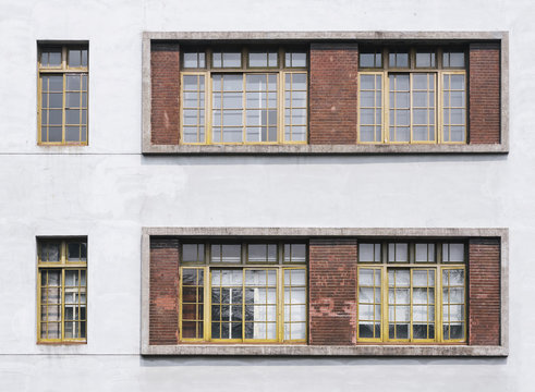 Window frame pattern on white wall Architecture details