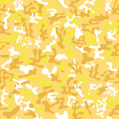 Seamless yellow, white and orange military camouflage pattern for desert disguise - Vector and illustration