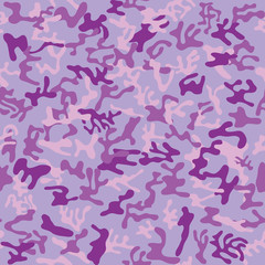 Seamless violet and fuchsia colored military camouflage pattern - Vector and illustration