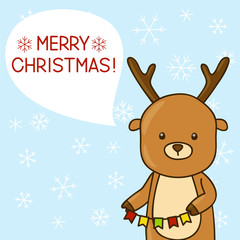 Christmas card with cartoon deer