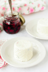 Quark Dessert with Cherry Sauce