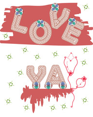 Pink T-shirt typography with "Love ya" quote - Vector and illustration