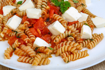 Pasta with mozzarella