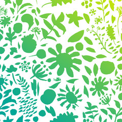 Artistic floral summer green pattern 