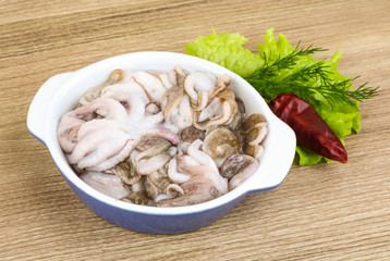 Raw baby octopus