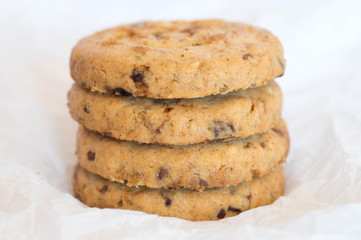 Four fresh cookies on each other