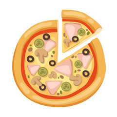 Pizza flat icons isolated on white background