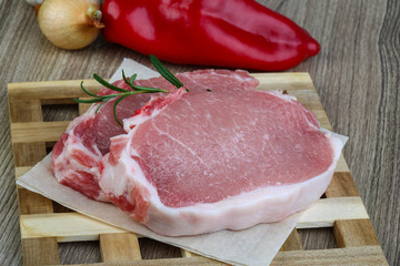Raw pork steak