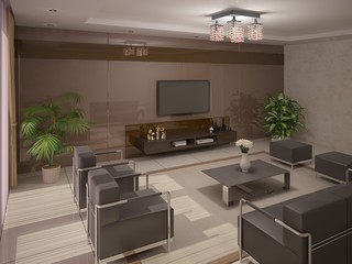 Modern and comfortable living room .