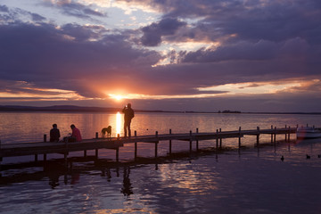 Fototapeta premium Zachód słońca nad Steinhuder Meer