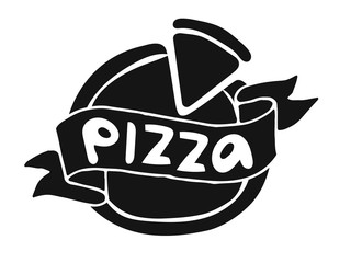 Pizza flat icon logo template vector
