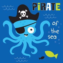 pirate of the sea octopus vector illustration - 96237681