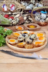 Quail eggs and fried quail eggs of delicious.