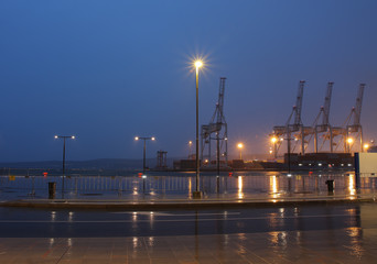 Fototapeta na wymiar Industrial port of Koper in Slovenia at night