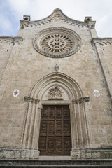 Fototapeta na wymiar OSTUNI, ITALY - NOVEMBER 14, 2015: Cathedral of the medieval town Ostuni where is one of the most beautiful and famous towns in Apulia, Italy
