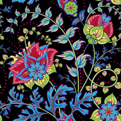 Seamless pattern. Vintage decorative elements. Hand drawn background. Arabic, Indian, ottoman motifs. Perfect for printing on fabric or paper