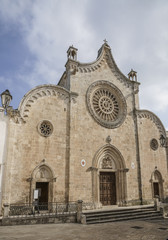OSTUNI, ITALY - NOVEMBER 14, 2015: Cathedral of the medieval town Ostuni where is one of the most beautiful and famous towns in Apulia, Italy