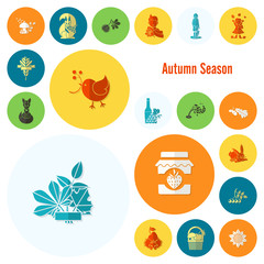 Set of Flat Autumn Icons