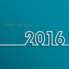 Vector Modern simple Happy new year 2016 card with a long shadow