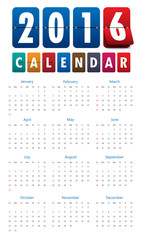 2016 mechanical timetable calendar template .Vector