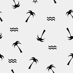 Vector seamless pattern. Modern stylish texture. Palm tree, waves, sand - stock vector