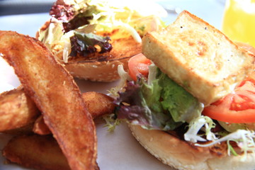 Tofu Hamburger with French Fries