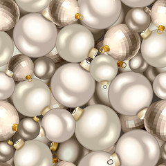 Seamless background with silver Christmas balls. Vector illustration. 